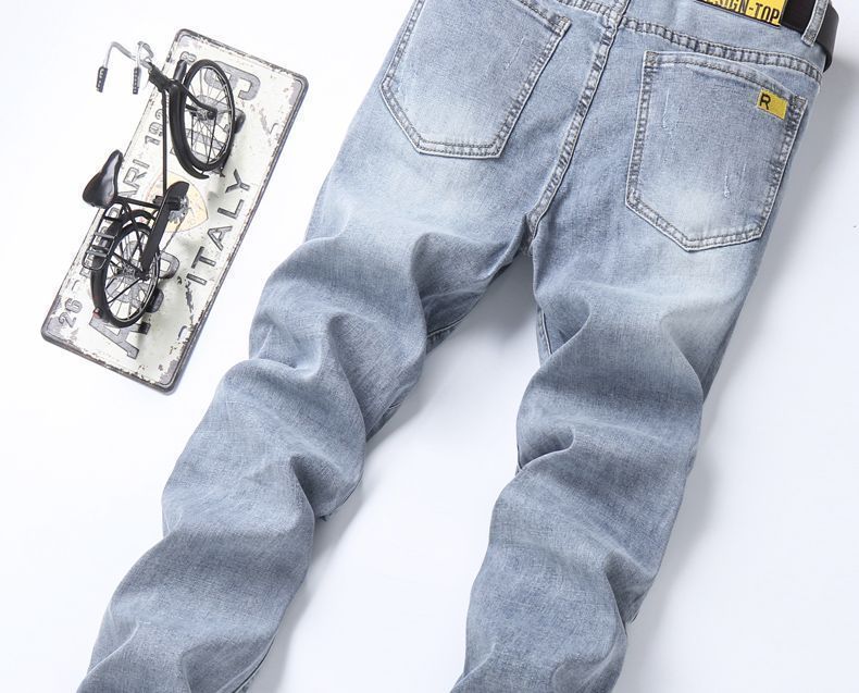 Men's Jeans Slim Fit Straight Leg Casual Trousers For Men_voghion.com