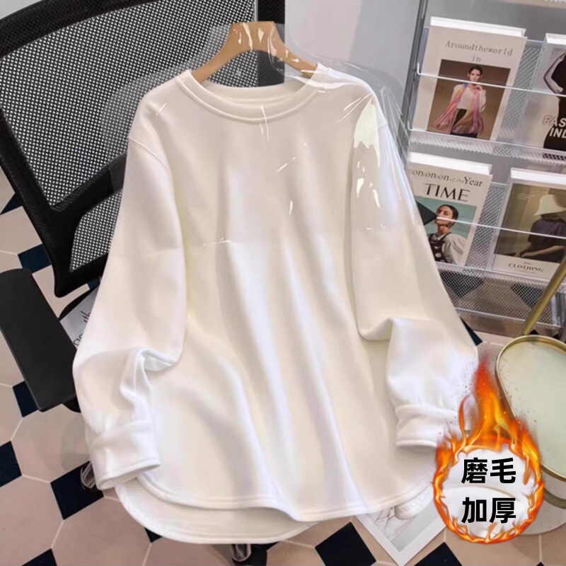 White Inner Wear Autumn and Winter Sanding Thickened Mid-length Bottoming Shirt Sweater Women's Bottom Covering Shark Pants Top White Inner Wear Autumn and Winter Sanding Thickened Mid-length Bottoming Shirt Sweater Women's Bottom Covering Shark Pants Top
