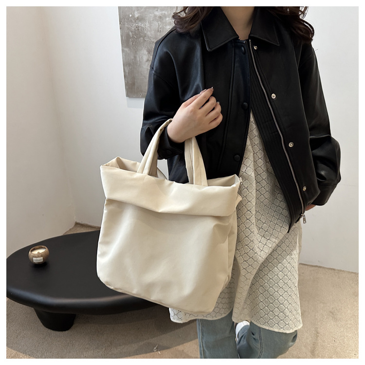 New casual nylon fashion solid color 2024 large-capacity solid color tote canvas crossbody single-shoulder hand-held Tote bag undefined