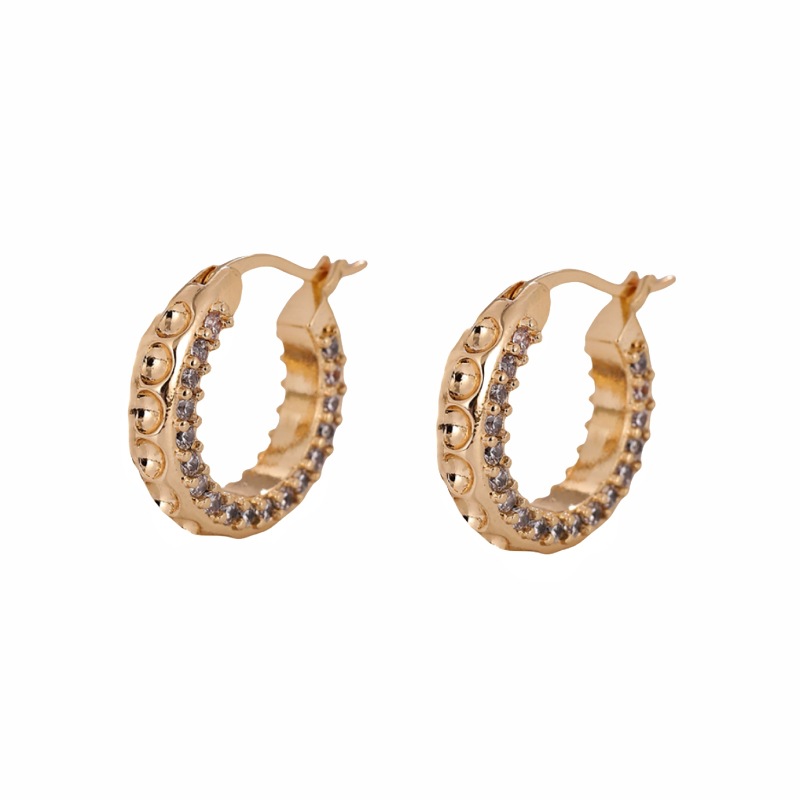 Pendientes exagerados transfronterizos europeos y americanos de alto sentido nicho geométrico pendientes redondos Luz de lujo pendientes de diamantes de personalidad femenina al por mayor
