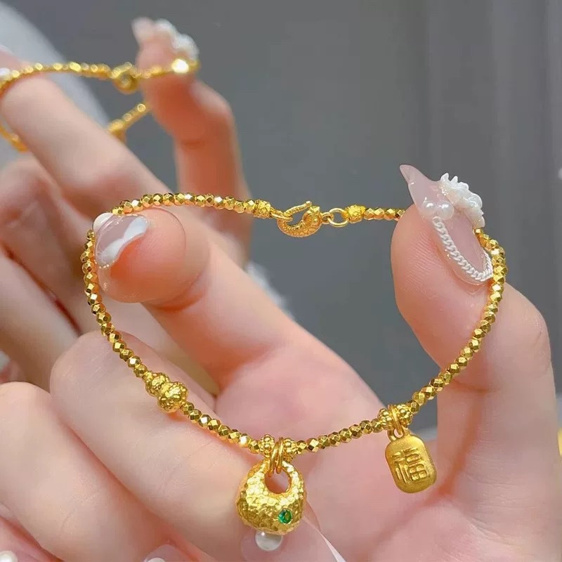 Boutique d'or avec du sable d'or 999 boule disco flash or tuo petit bracelet de bénédiction gras bracelet en or cassé pour cadeau de petite amie_voghion.com