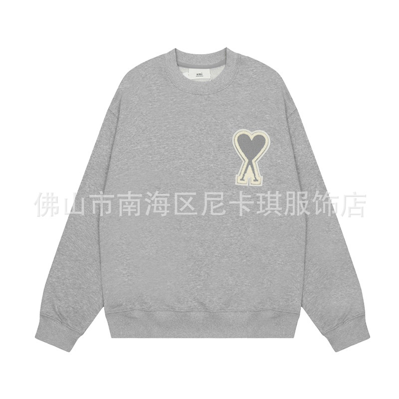 ami スウェットシャツ大きな愛の刺繍秋冬クロスボーダールーズコットントレンディブランド男性と女性のカップルトップラウンドネック長袖|undefined