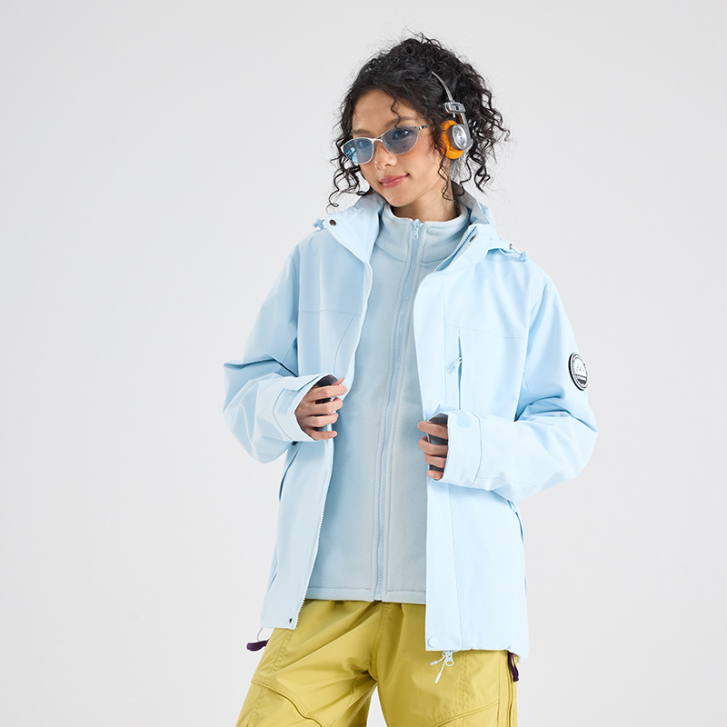 OOTD户外骆陀同款冲锋衣女登山服抓绒内胆防风防水三合一外套潮牌|undefined