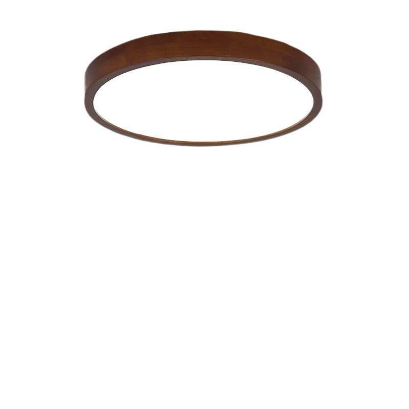Nueva lámpara de techo de estilo chino de estilo chino dormitorio redondo moderno simple color de nogal madera maciza habitación nórdica luz LED