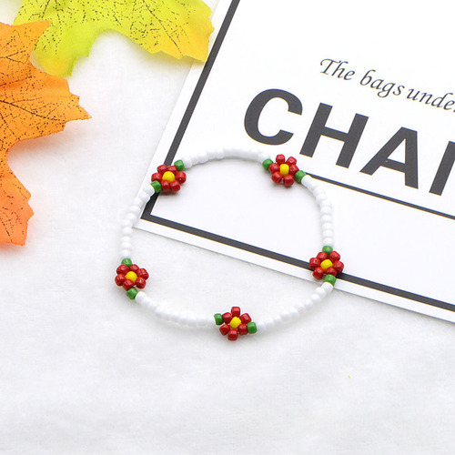 Japanese and Korean Dongdaemun Hyoja Wind Vitality Girl Bracelet Daisies Chain Ins Bead Small Flower Flower Chain