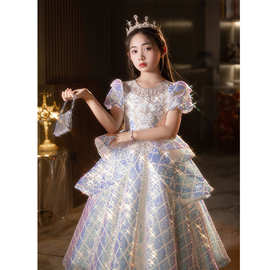 女童礼服公主裙轻奢小众高端主持人儿童亮片走秀钢琴表演出服夏季