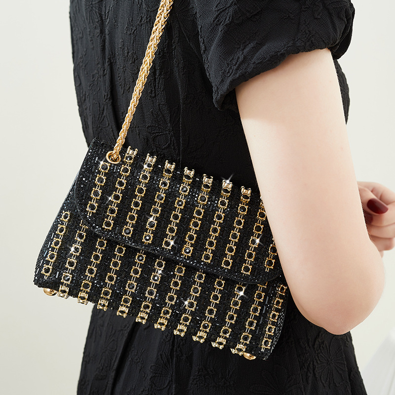 Cross-Border Amazon New Gemstone Evening Bag Diamond-Inlaid Elegant Party Clutch Handbag For Women European And American Style - Thumbnail 6