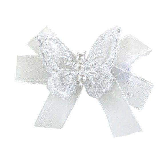 White hairgrip with bow pearl