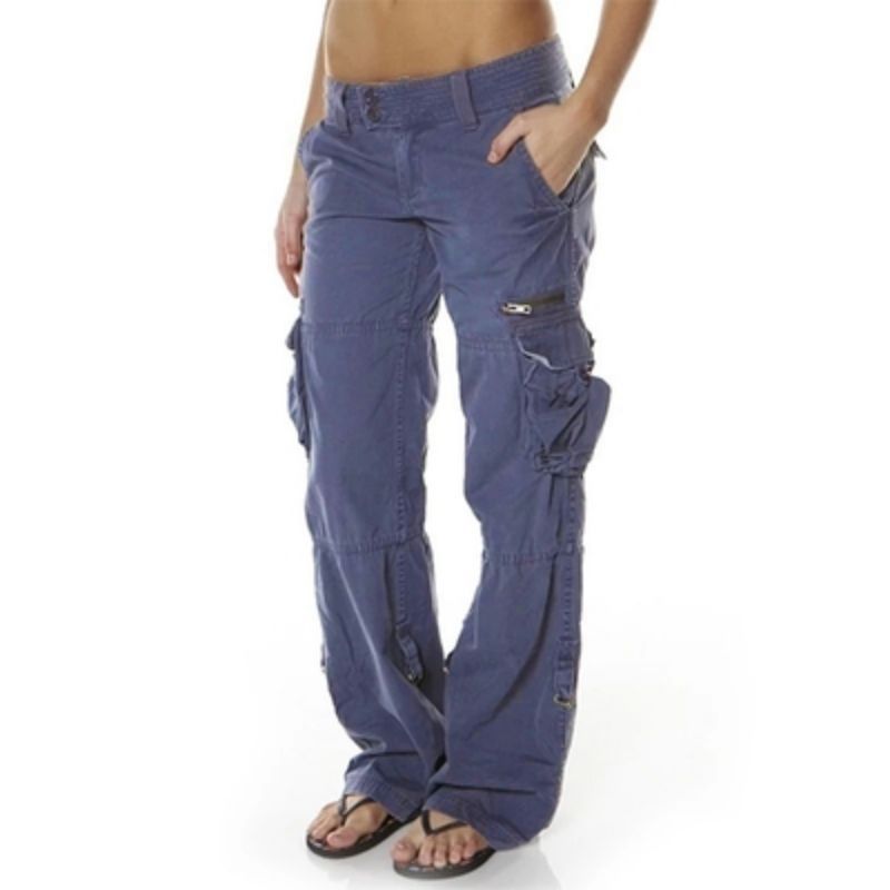 Women's Gender Pocket Design Streetwear Style Women's Holiday Daily Streetwear Solid Color Full Length Pocket Cargo Pants