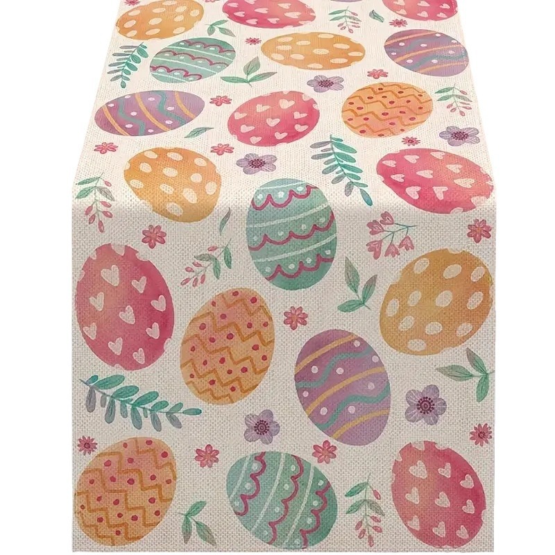 Transfronterizo corredor de mesa de lino nuevo huevo de Pascua lindo decorativo creativo impresión mesa de comedor paño decorativo mantel de cocina