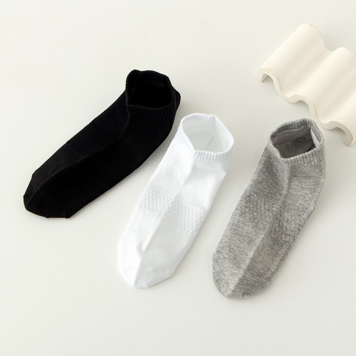 Aromatherapy socks men's bamboo fiber antibacterial and deodorant men's socks sweat-absorbent solid color boat socks short sports socks