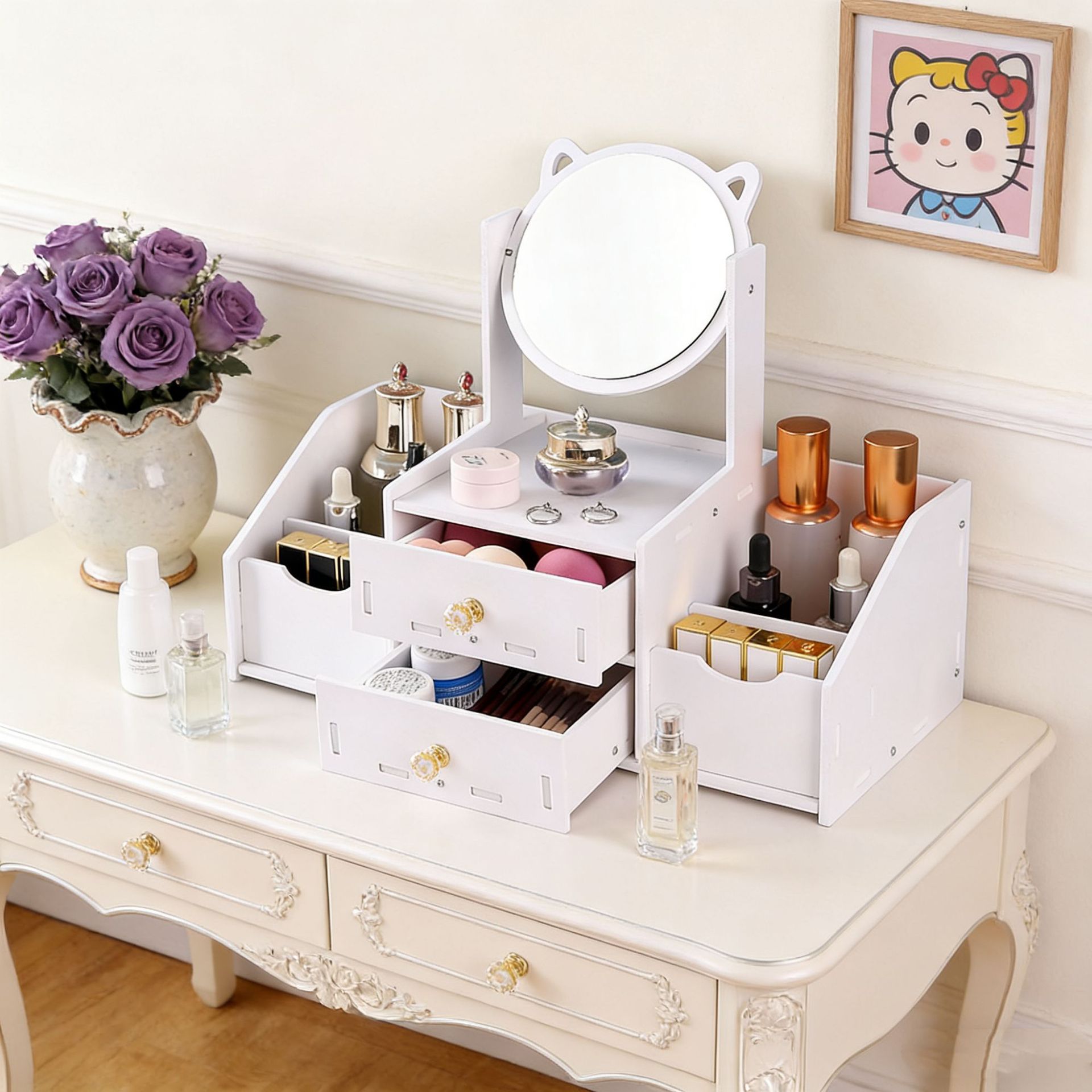 대형 이중 프레임 원형 거울