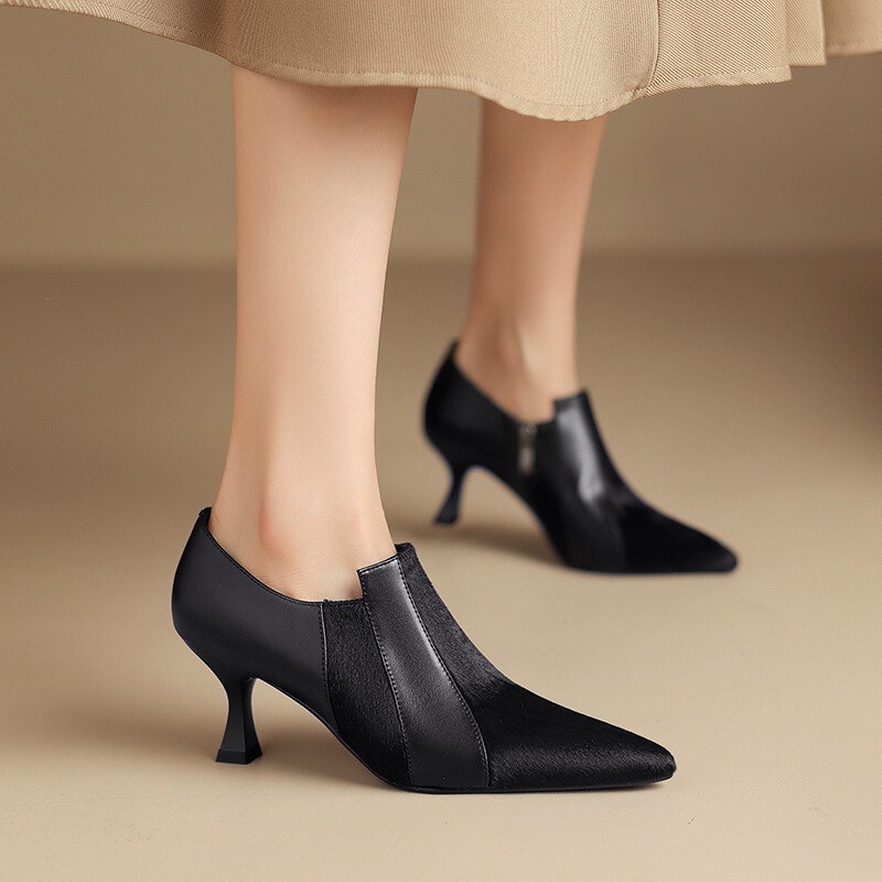 Fashion Pointed Toe and Ankle Boots for Women, Spring and Autumn Single Boots, Elegant Stiletto High Heel Ankle Boots, Versatile Color-Blocking Horsehair Fashion Short Boots Fashion Pointed Toe and Ankle Boots for Women, Spring and Autumn Single Boots, Elegant Stiletto High Heel Ankle Boots, Versatile Color-Blocking Horsehair Fashion Short Boots