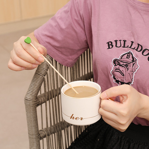 Milk tea drink stirring sticks 100 pieces disposable mixing sticks heart-shaped wooden stick coffee stirring sticks wholesale