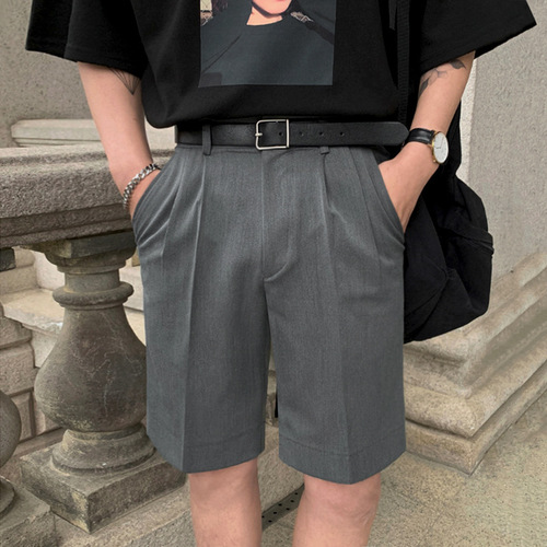 Summer New Men's Suit Shorts Korean Style Loose Drape Five-Finger Hong Kong Style Trendy Cool Casual Pants for Men