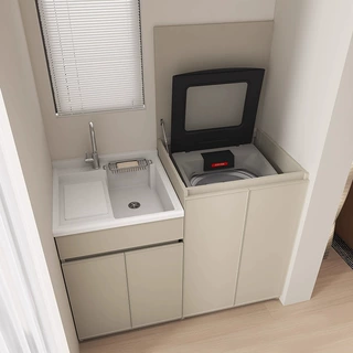 蜂窝铝翻盖波轮洗衣机阳台保护柜洗衣水槽一体柜组合防水防晒室外