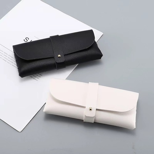 2024 New Soft Bag PU Leather Nail Case Sunglasses Case Wallet Style Simple Portable Sunglasses Case with Logo