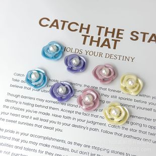 DIY Handmade Stereo Mid-Century Style Pearl Camellia Earrings Necklace Bracelet Jewelry Accessories