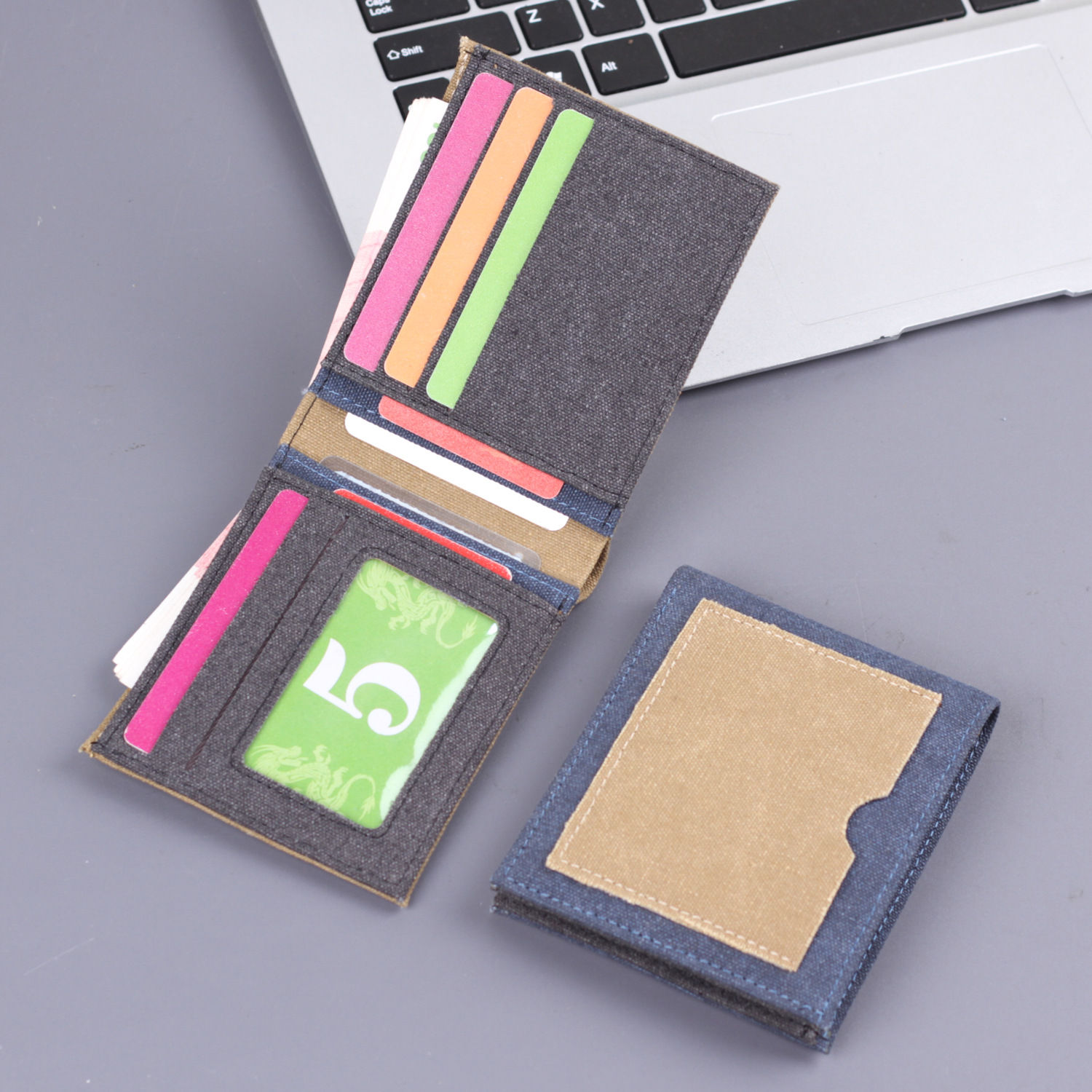 Bolso corto de denim bolso de dólares para hombres bolso de tarjetas para hombres en una cartera de tela pequeña cartera de lona para hombres