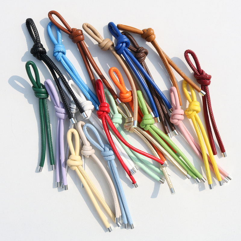 Fashion New Pu Leather Knotted Bag Pendant Colorful Miu Series Versatile Single Knot Lanyard Backpack Car Keychain Accessory