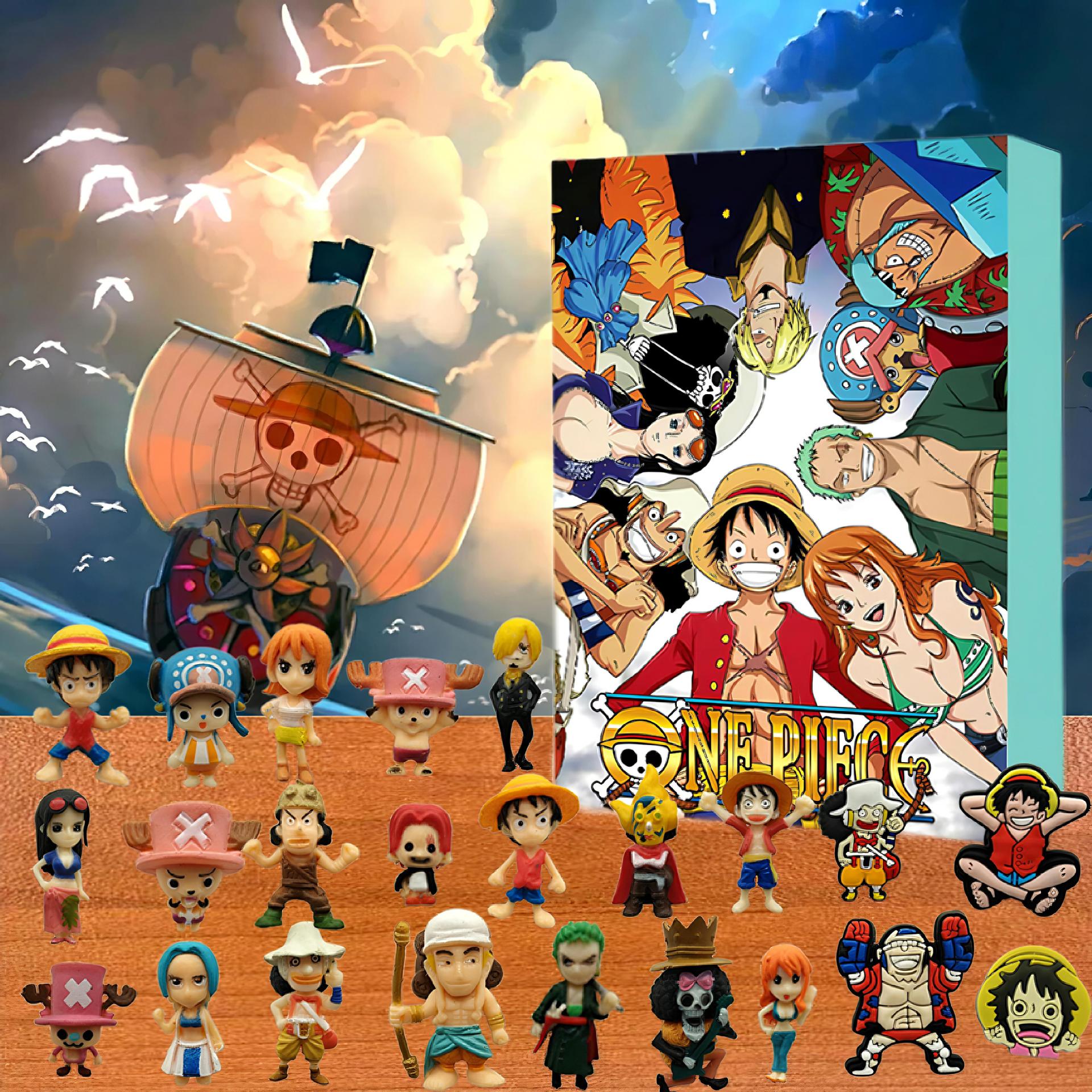 跨境海贼王盲盒路飞索隆公仔24日历儿童生日礼物小礼物盲盒玩具
