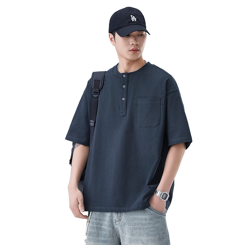 Anyang stand collar polo shirt short sleeve men's summer fashion brand Chinese style design sense casual T new Chinese style men's clothing