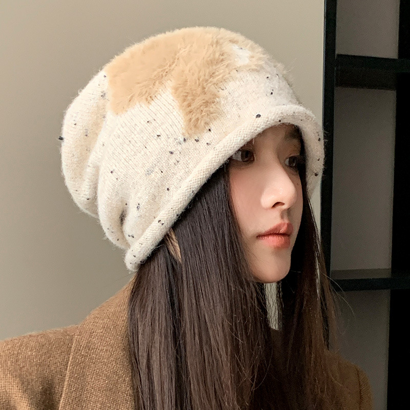 Cappello caldo e versatile in lana lavorato a maglia con fiocco in stile coreano, autunno e inverno, per donna, berretto slanciante per il viso_voghion.com