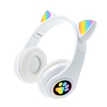 跨境B39猫耳发光头戴式蓝牙耳机5.0无线插卡重低音猫爪儿童耳机