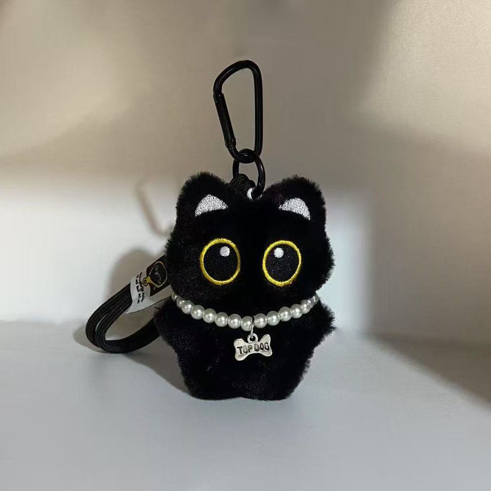 Actualización de la versión de cierre chirrido pequeño gato negro bolsos accesorios colgantes bolsos lindos muñecas peluche llaveros