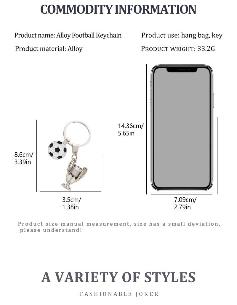 Fashion Football Alloy Plating Keychain display picture 2