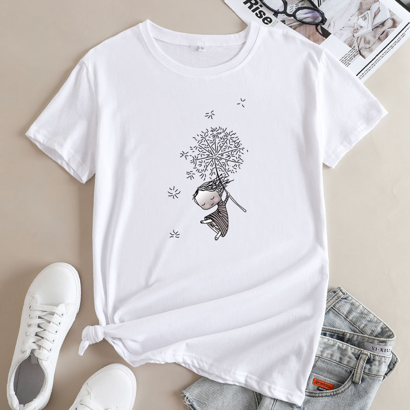 Women's Cotton Short Sleeve Graphic T-shirt - true deals club