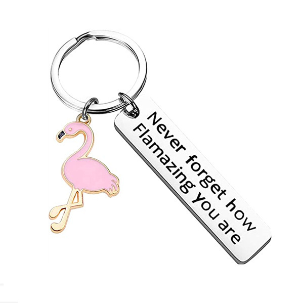 European and American Flamingo stainless steel keychain inspirational gift for your girl's best friend European and American Flamingo stainless steel keychain inspirational gift for your girl's best friend