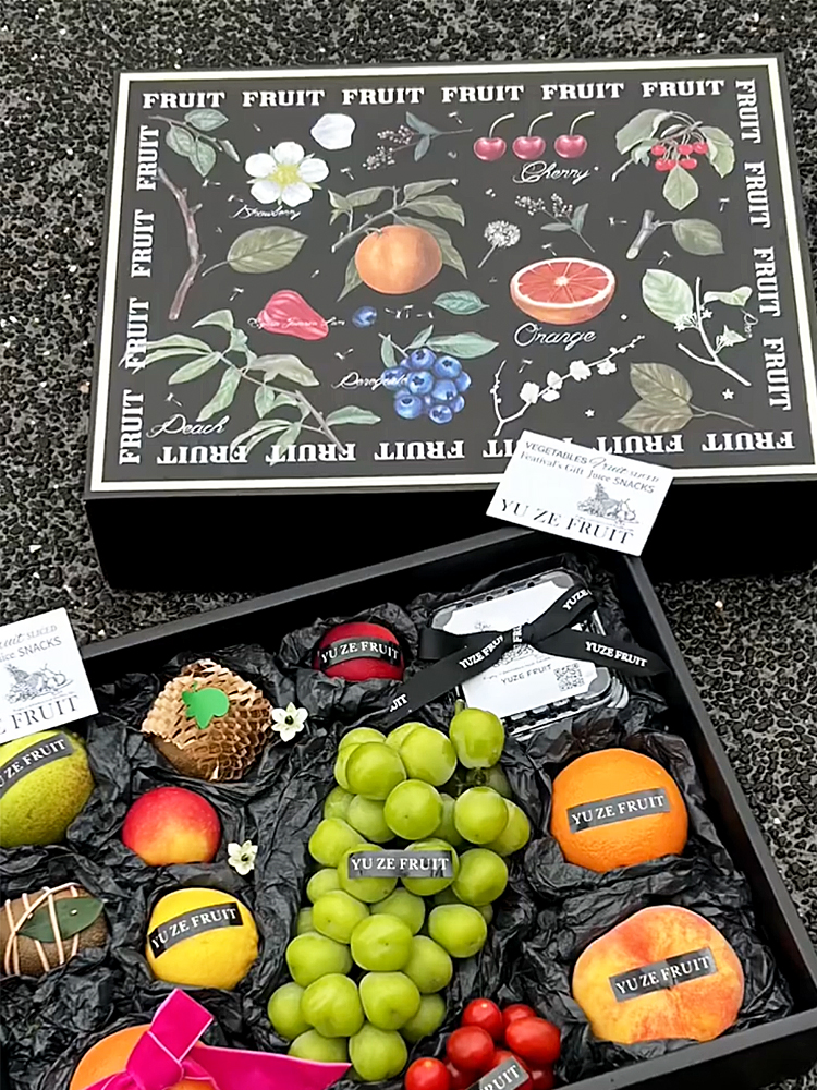Caja general de frutas, caja de regalo de plata negra, naranja de uva, peras fragrantes, caja de regalo de frutas mezcladas, caja vacía