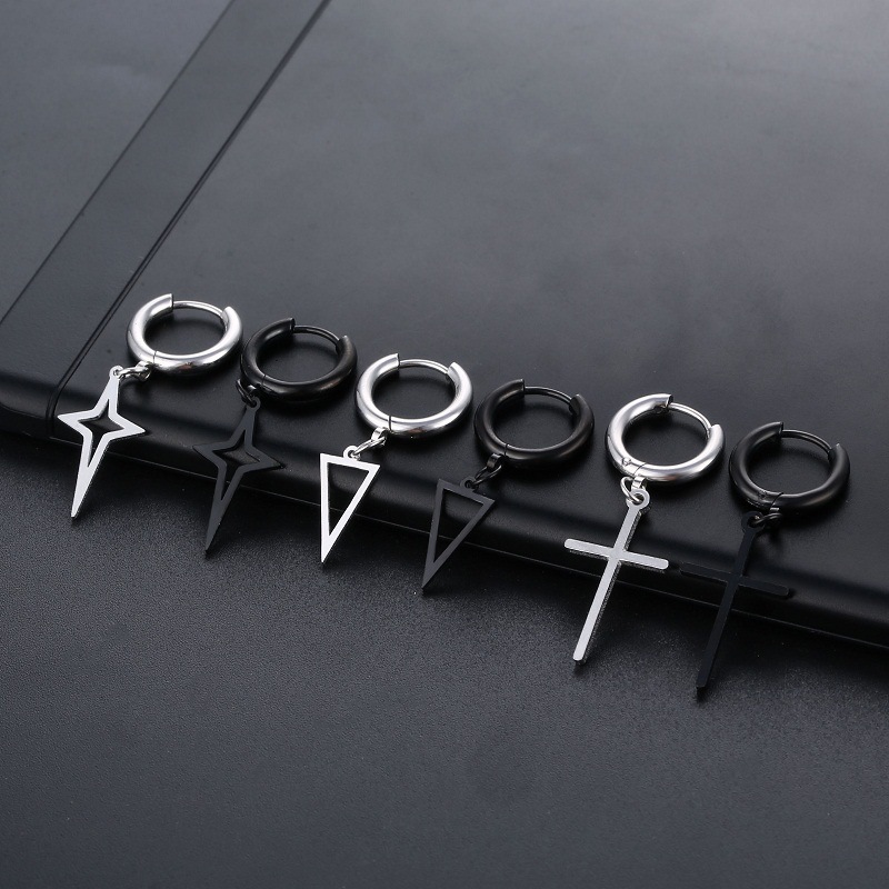 Simple Style Triangle Cross Stainless Steel Earrings Polishing Stainless Steel Earrings display picture 1