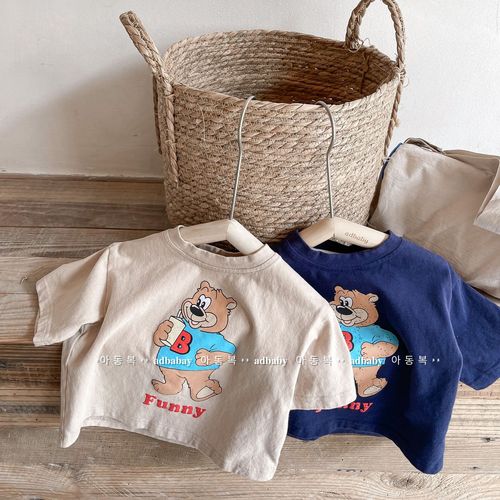 2024 Children's Korean Style Summer Children's Korean Style Hemp Cotton Short Sleeve T-Shirt Girls' Boys' Underwear 122208 