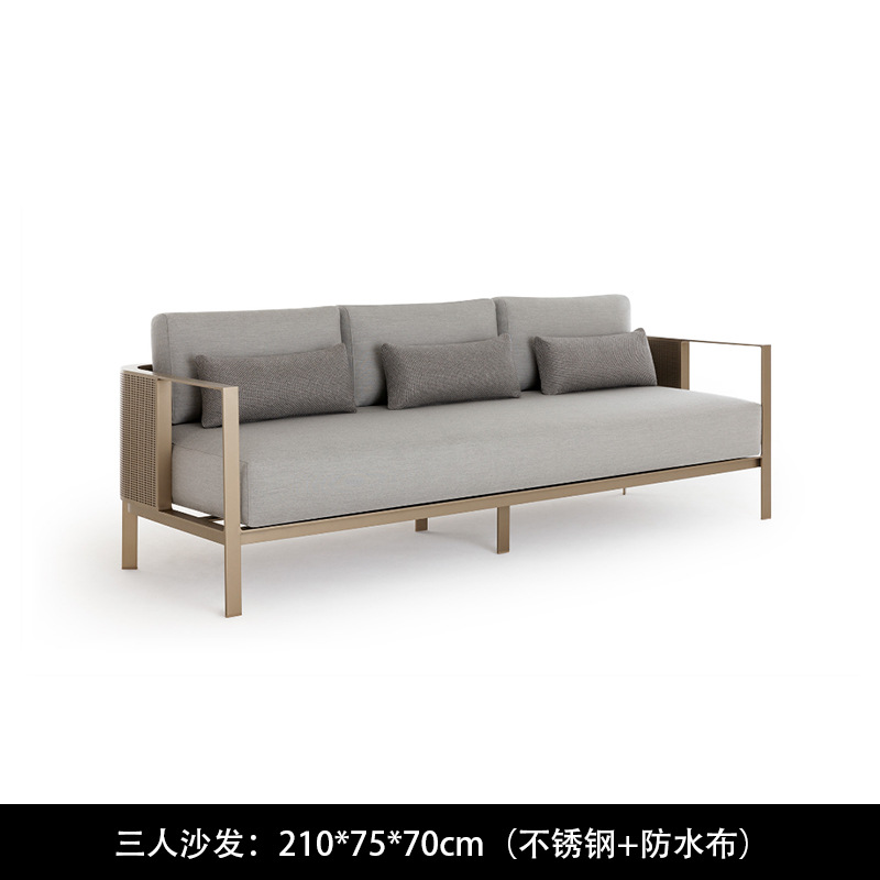 Sofá nórdico al aire libre ocio minimalista diseñador de acero inoxidable patio villa creativo impermeable muebles al aire libre
