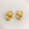 Removable golden brass earrings from pearl, material, 18 carat
