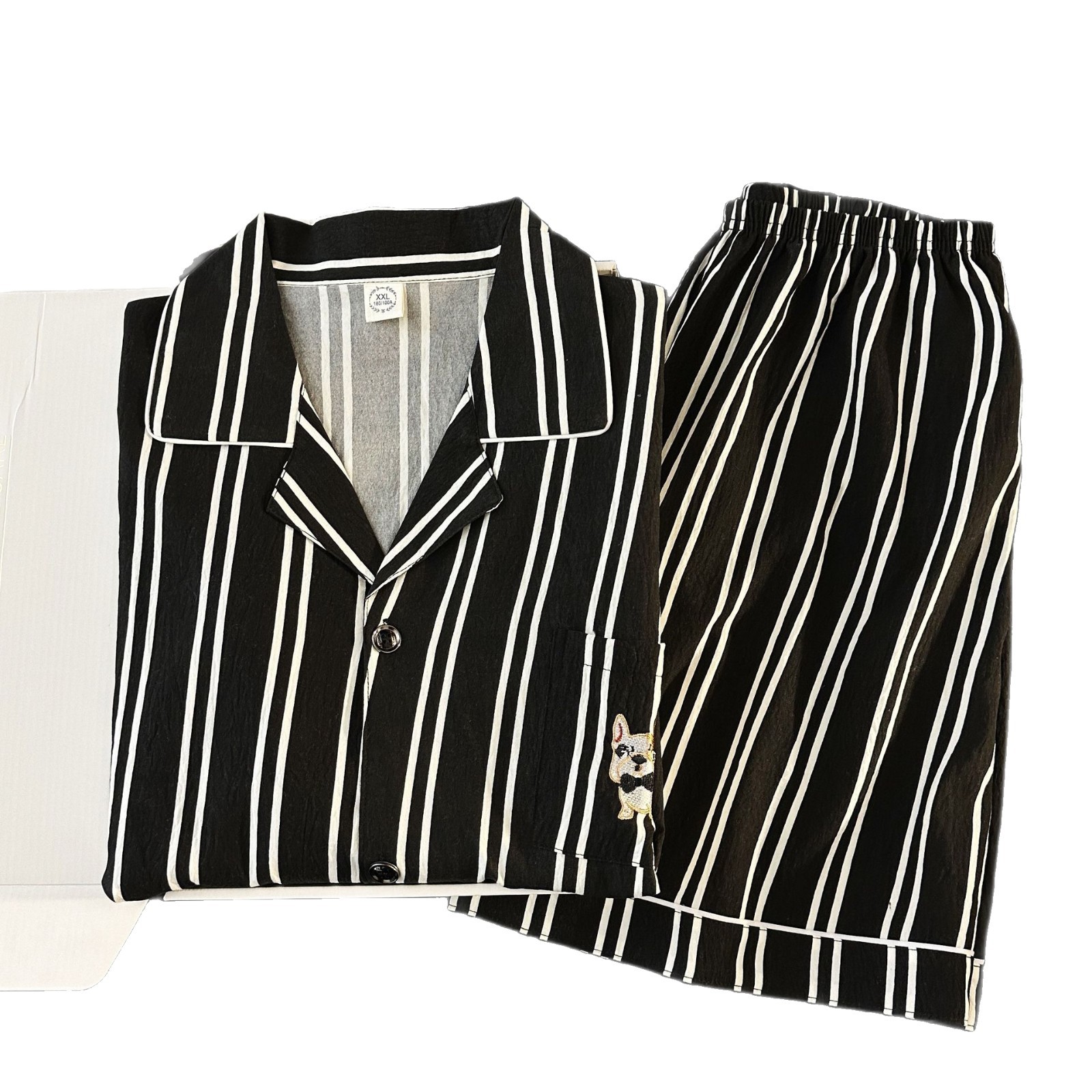 2025 nuevos pijamas para hombre verano nubes hilo de algodón puro manga corta japonés ins cachorro traje de servicio a domicilio a rayas