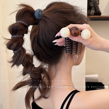 复古球球电话线发圈女2025新款高级感简约编发发绳扎马尾头绳发饰