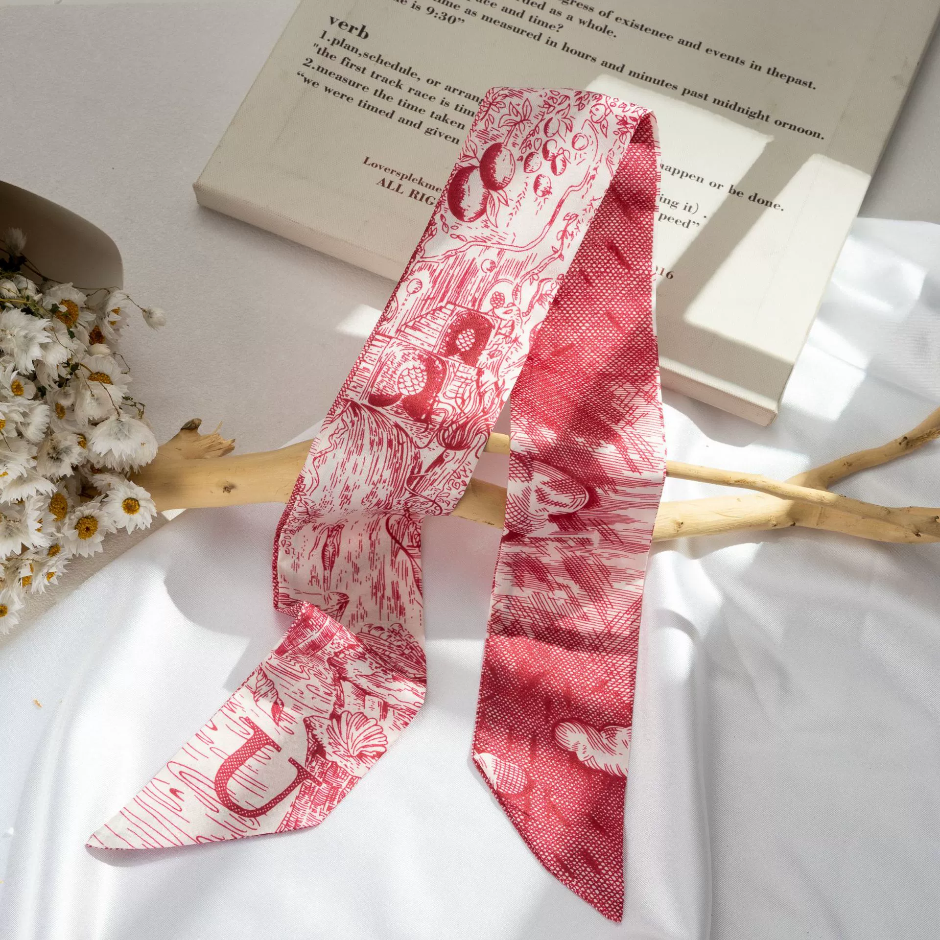 Silk Scarf Hairband (Suhang) long streamer 89×3.8 cm, lightweight gift box option