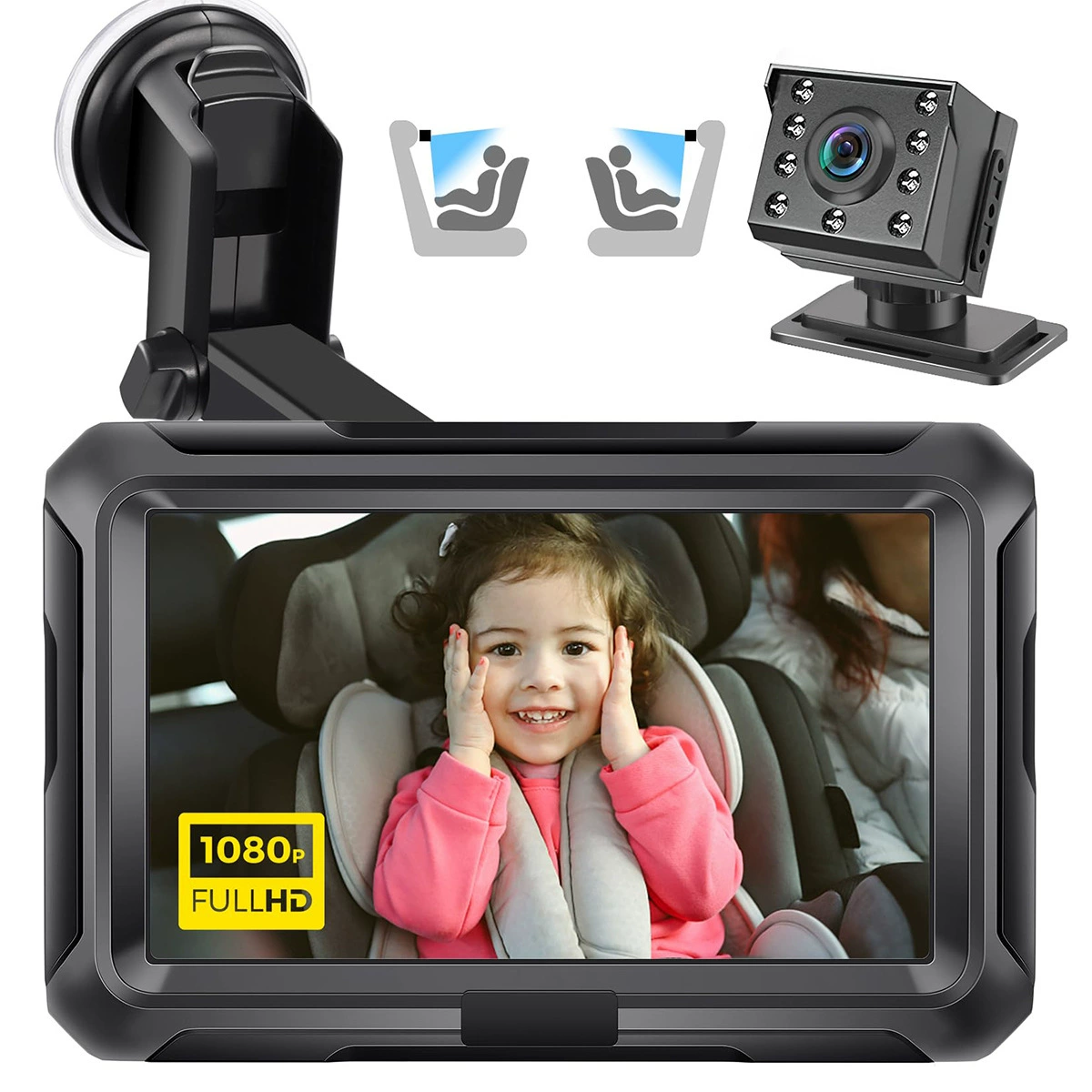 Amazon Новая частная модель 4,3-дюймовый автомобильный детский монитор HD ночь полноцветная HD1080 P камера