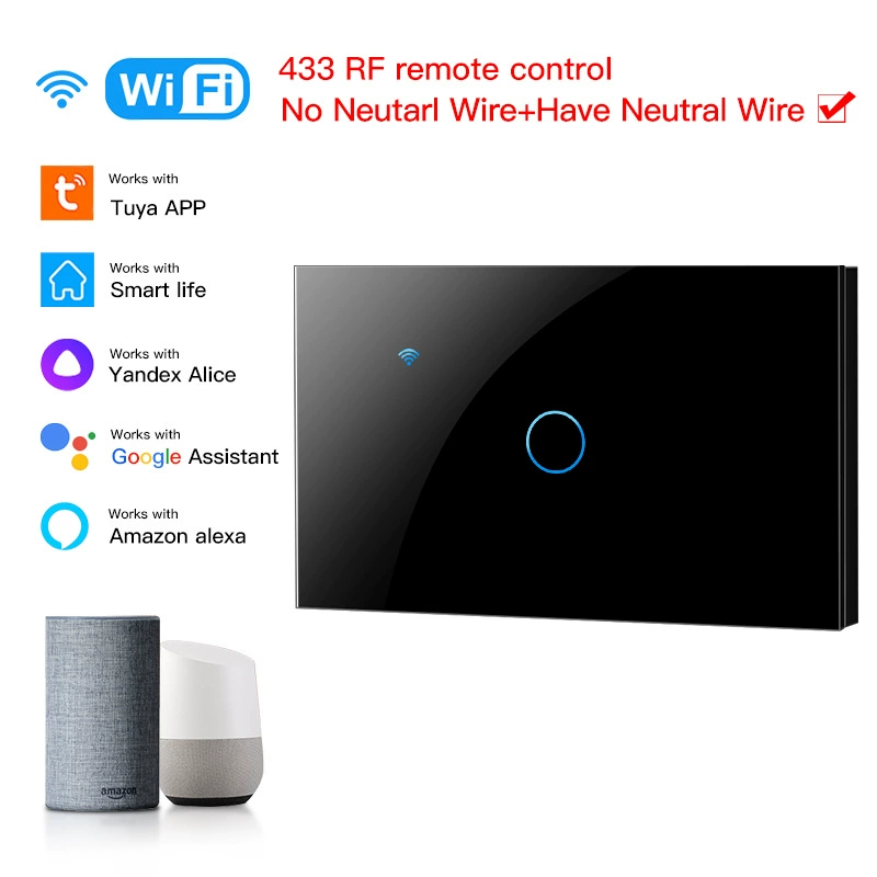 WiFi сенсорный настенный выключатель (Tuya) серия Graffiti, 120 В, голосовое управление Alexa/Google, 1–3 канала