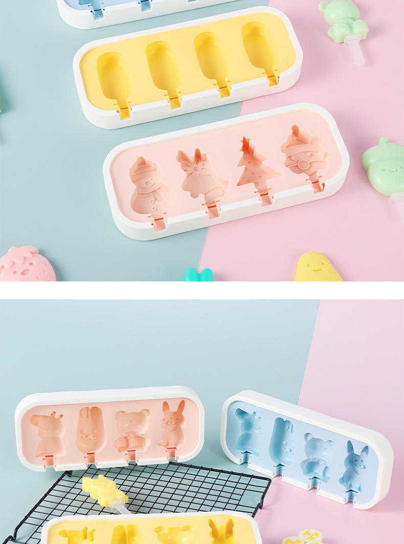 新款食品级硅胶雪糕模具DIY制冰模冰淇淋家用卡通铂金级雪糕模详情19