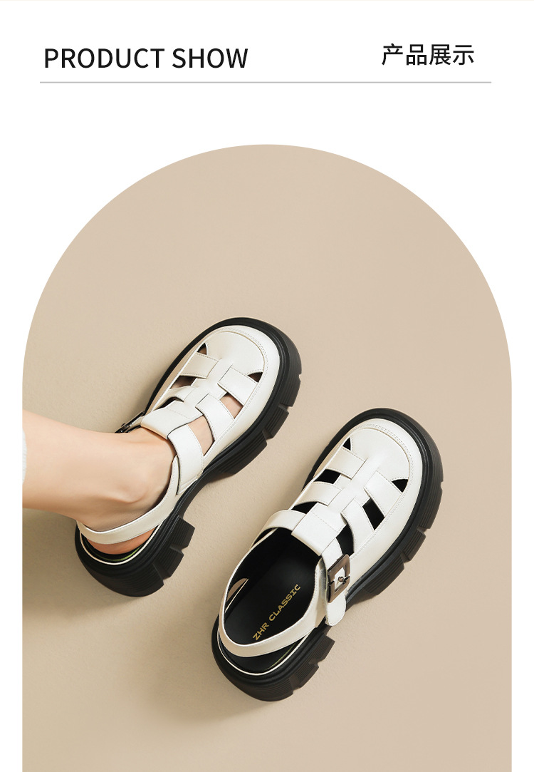 Sandal đế dày nữ phong cách Hàn Quốc quai chữ V tôn dáng — KN27 màu đen chi tiết 11