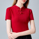 New Chinese Style Vertical Collar Short-sleeved T-shirt Women's 2024 Summer New Women's Retro Buckle National Style T-shirt Chic Top