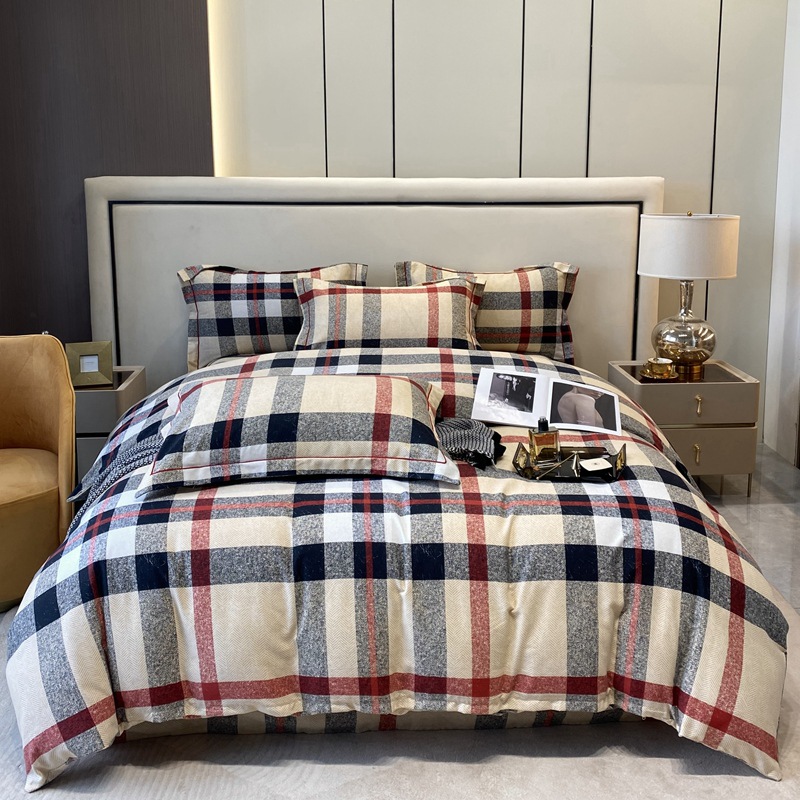 Nuevo juego de cuatro piezas de lana gruesa y cepillada, ropa de cama de edredón de impresión de lujo ligero para el hogar, ropa de cama de otoño e invierno al por mayor