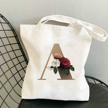 Letter Floral Canvas Bag26英文字母鲜花印花学生单肩手提帆布包