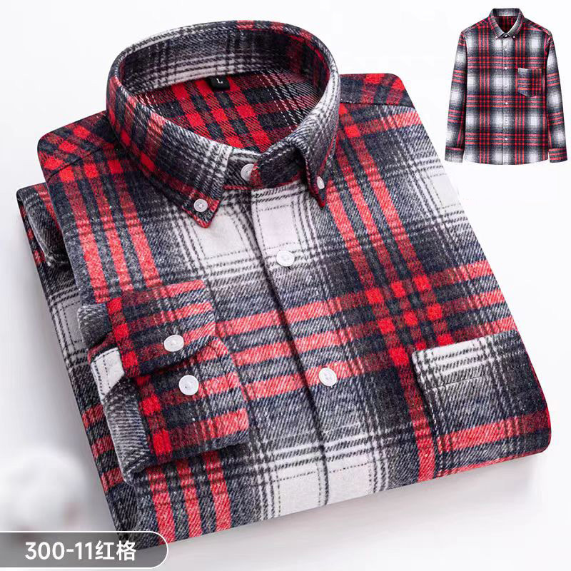 [Aumentar el grosor] camisa de manga larga de primavera y otoño de hombre de moda casual camisa caliente de malla gruesa