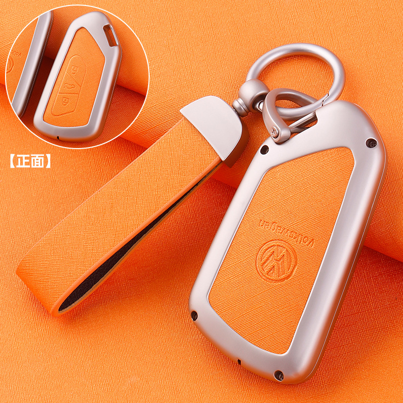 ZH 폭스바겐 D 모델 [펄 크롬-오렌지 가죽] 메탈 쉘 + 초승달 가죽 버클