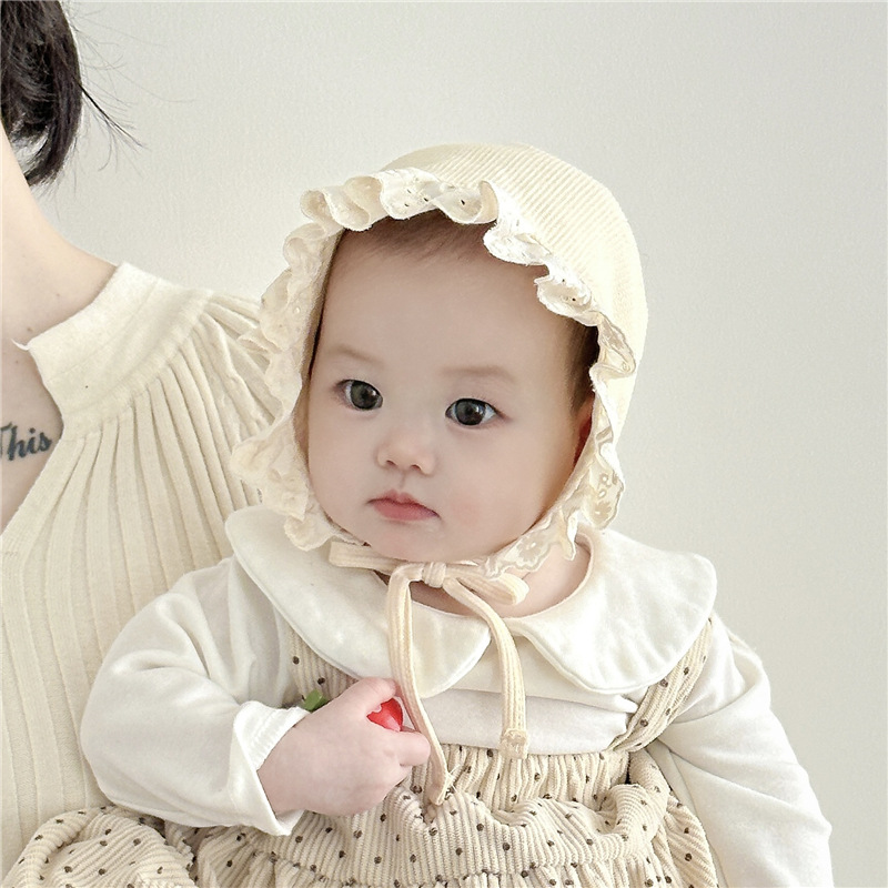 Sombreros para bebés primavera y otoño pequeños meses princesa corte sombrero para bebés puerta de chimenea algodón recién nacido sombrero de invierno